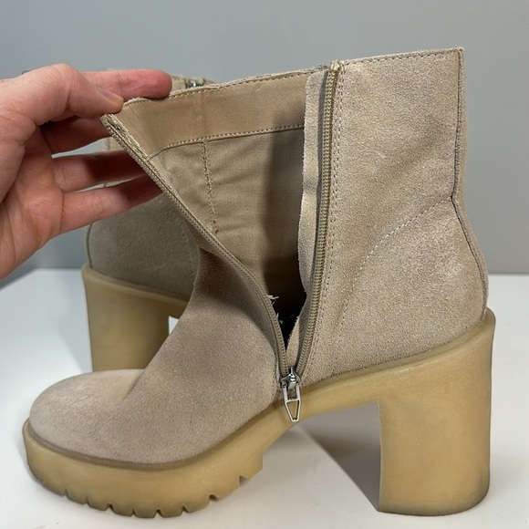 Dolce Vita Gum Sole Tan Platform Moto Side Zip Suede Ankle Boots Size 9.5 - Picture 9 of 16